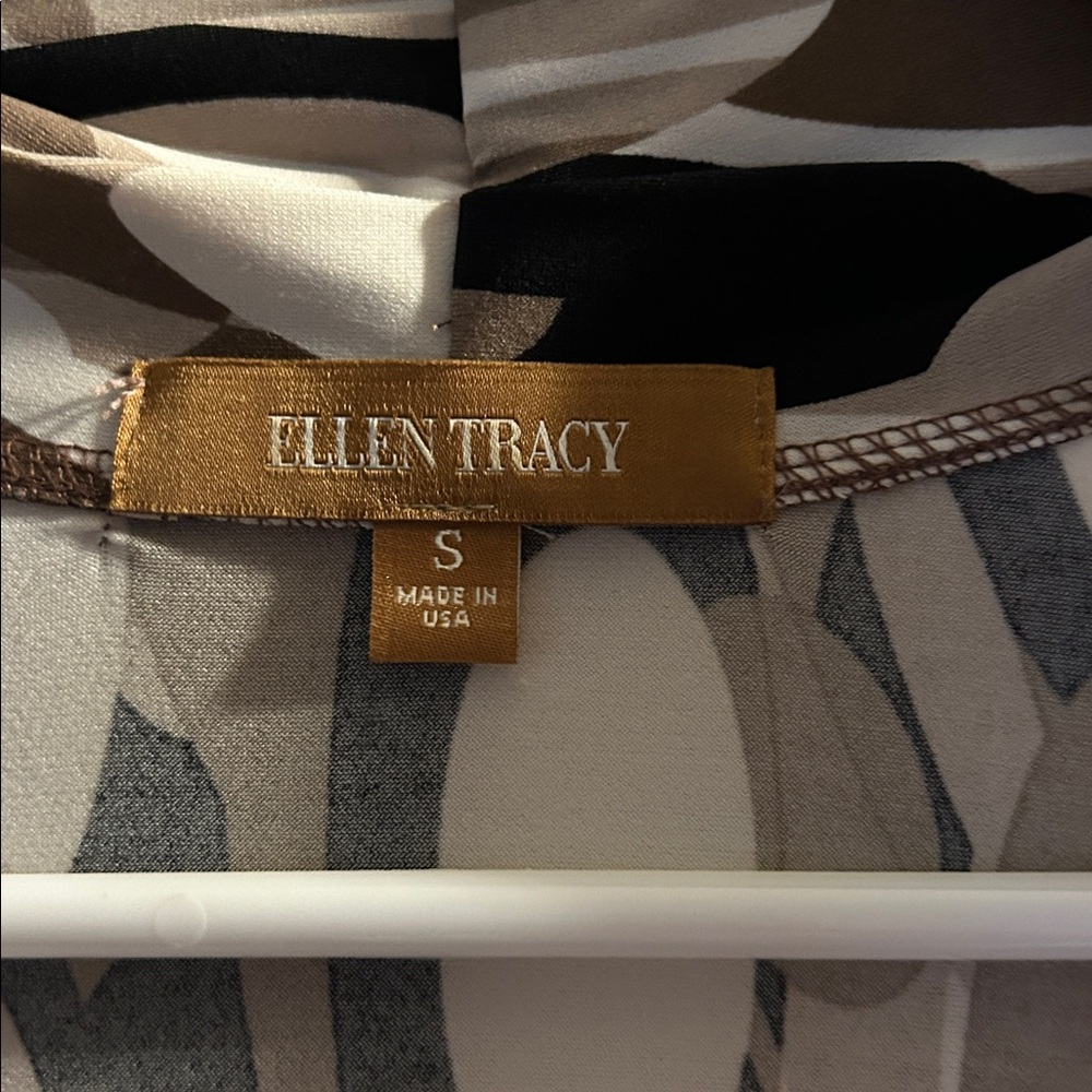 Ellen Tracy Brown And White Patterned Cardigan - image 2